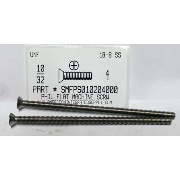 CRESTIN- #10-32X4 Flat Head Phillips Machine Screws Stainless Steel (10)