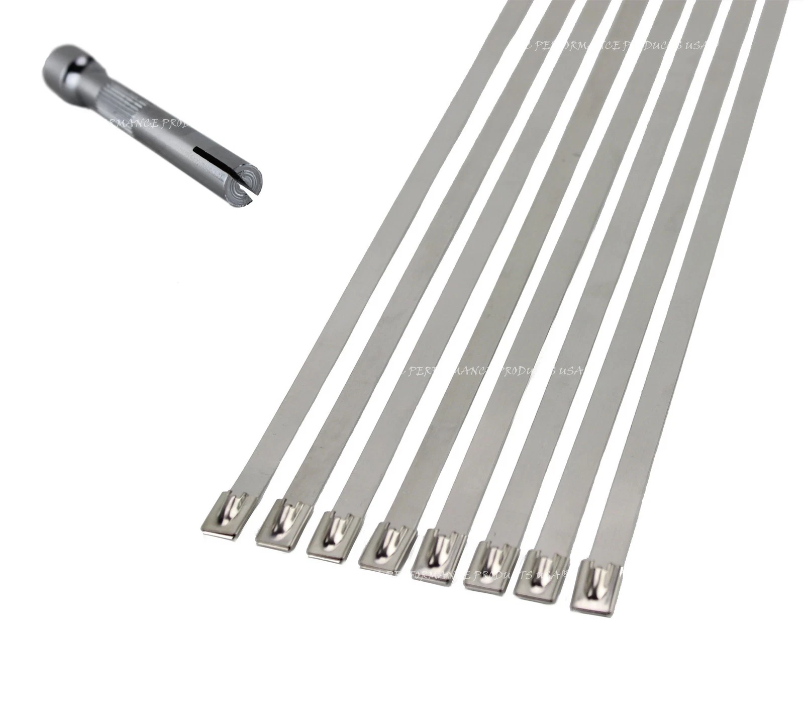 CRESTIN- 10 56 Xl Wide Stainless Steel Metal Cable Tie Clamp Strap With Tightening Tool