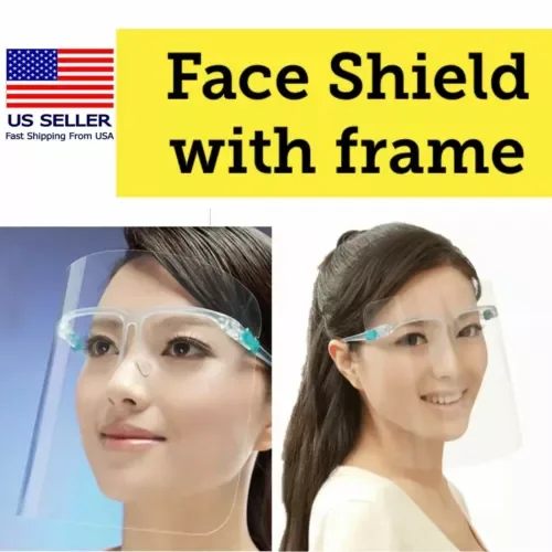 CRESTIN- 10 Pack Face Shield Guard Mask Safety Protection With Glasses Reusable Frame
