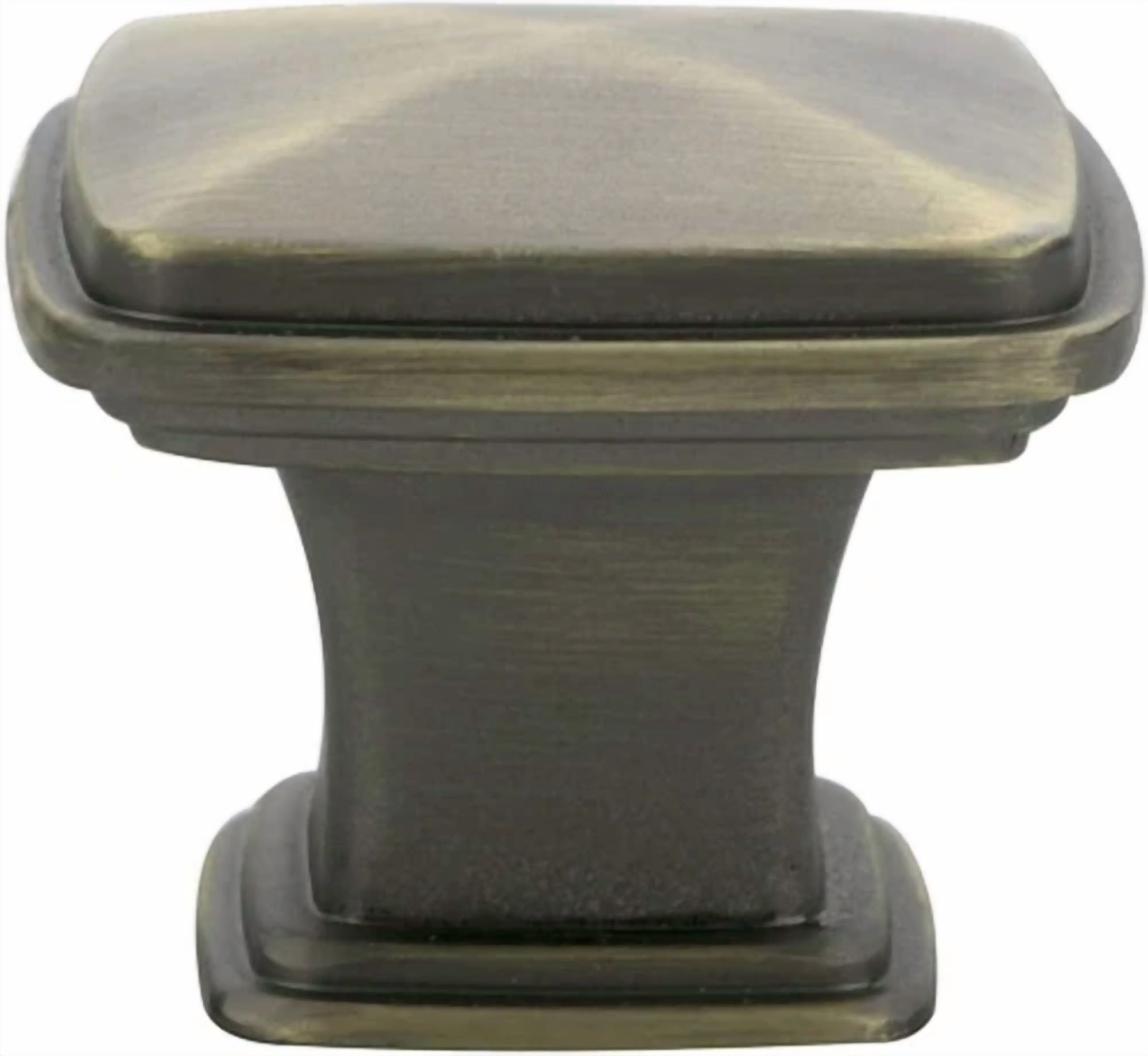 CRESTIN- 10 Pack Square Knob Kitchen/Bathroom Cabinet Hardware Antique Brass 1.25 In