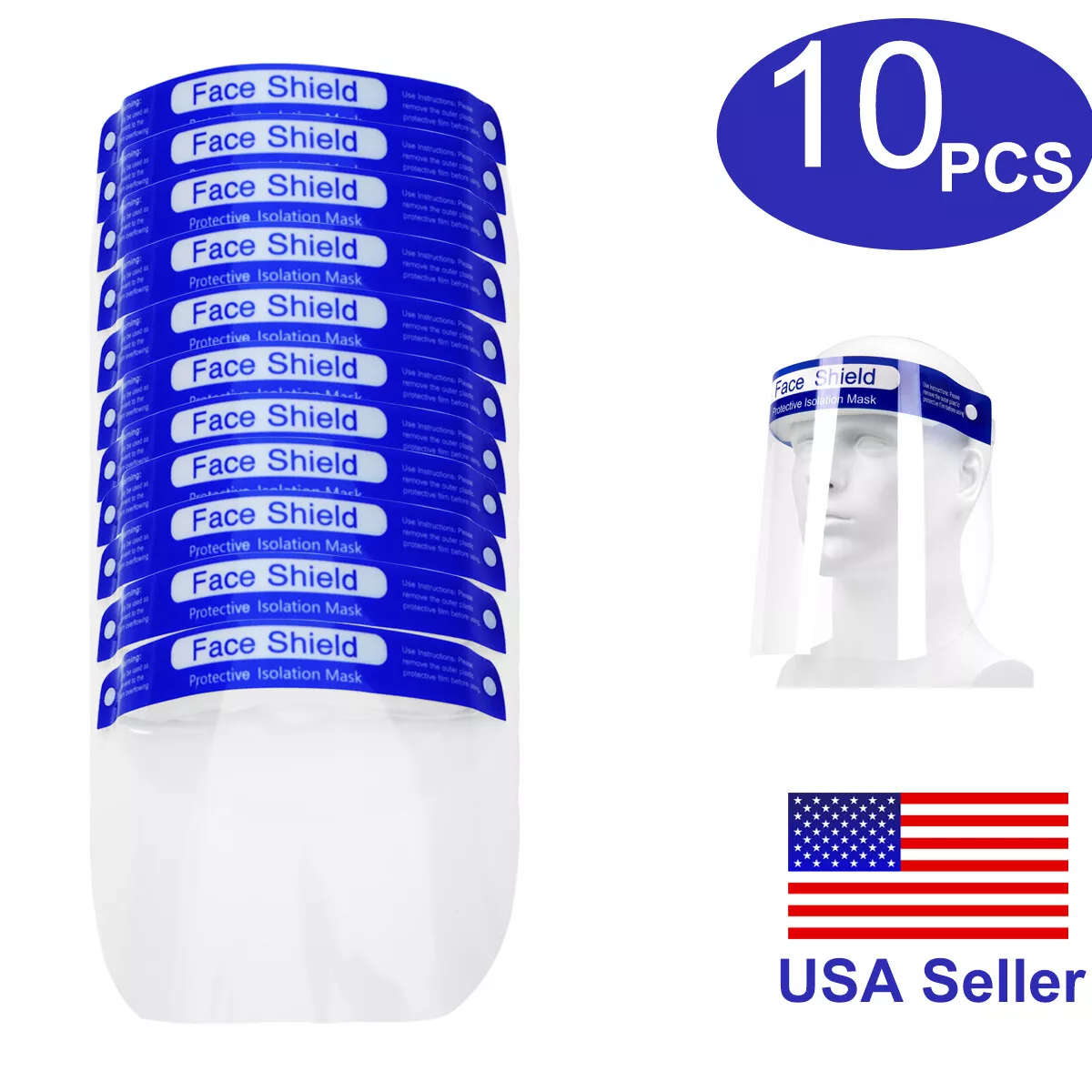 CRESTIN- 10 Pcs Safety Face Shield Anti-Splash Reusable Work Protection Cover Helmet