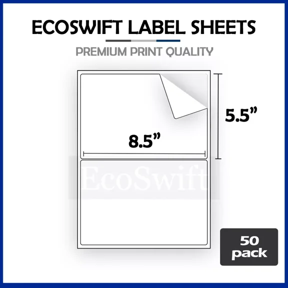 CRESTIN- (100) 8.5 X 5.5 Xl Ecoswift Shipping Half-Sheet Self-Adhesive Ebay Paypal Labels