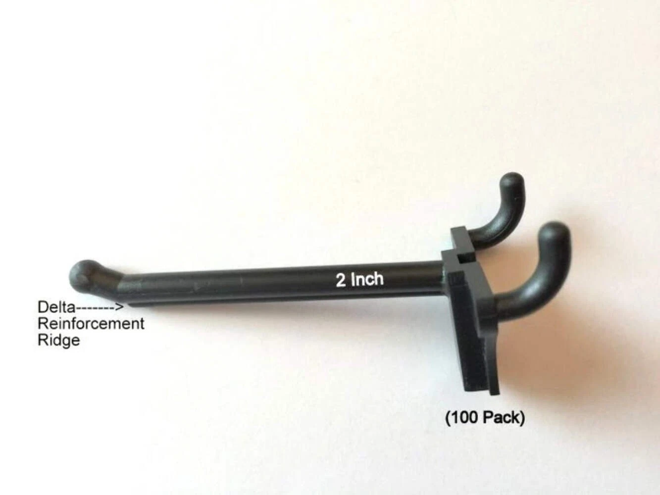 CRESTIN- (100 Pack) 2 Inch Black Plastic Peg Kit. Garage Shelf Hanger Pegboard Hooks Usa