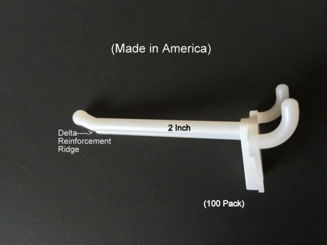 CRESTIN- (100 Pack) 2 Inch White Plastic Peg Kit. Garage Shelf Hanger Pegboard Hooks Usa