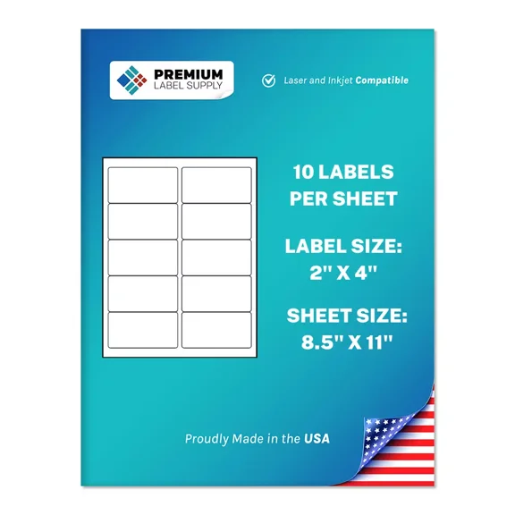 CRESTIN- 1000 Premium 2" X 4" Self Adhesive Address Labels 10 Per Sheet * 10 Up*