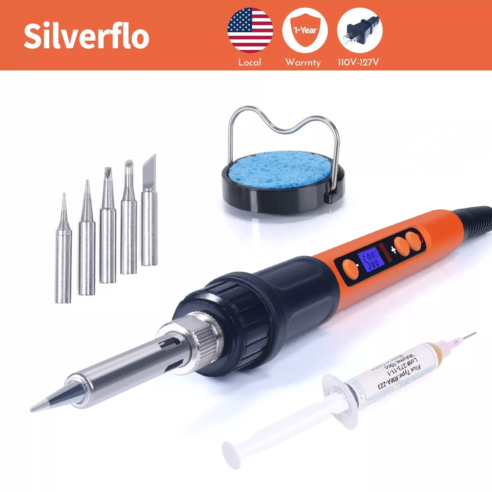 CRESTIN- 100W Electric Soldering Iron Tool Kit With Solder Tips Holder Soldering Flux