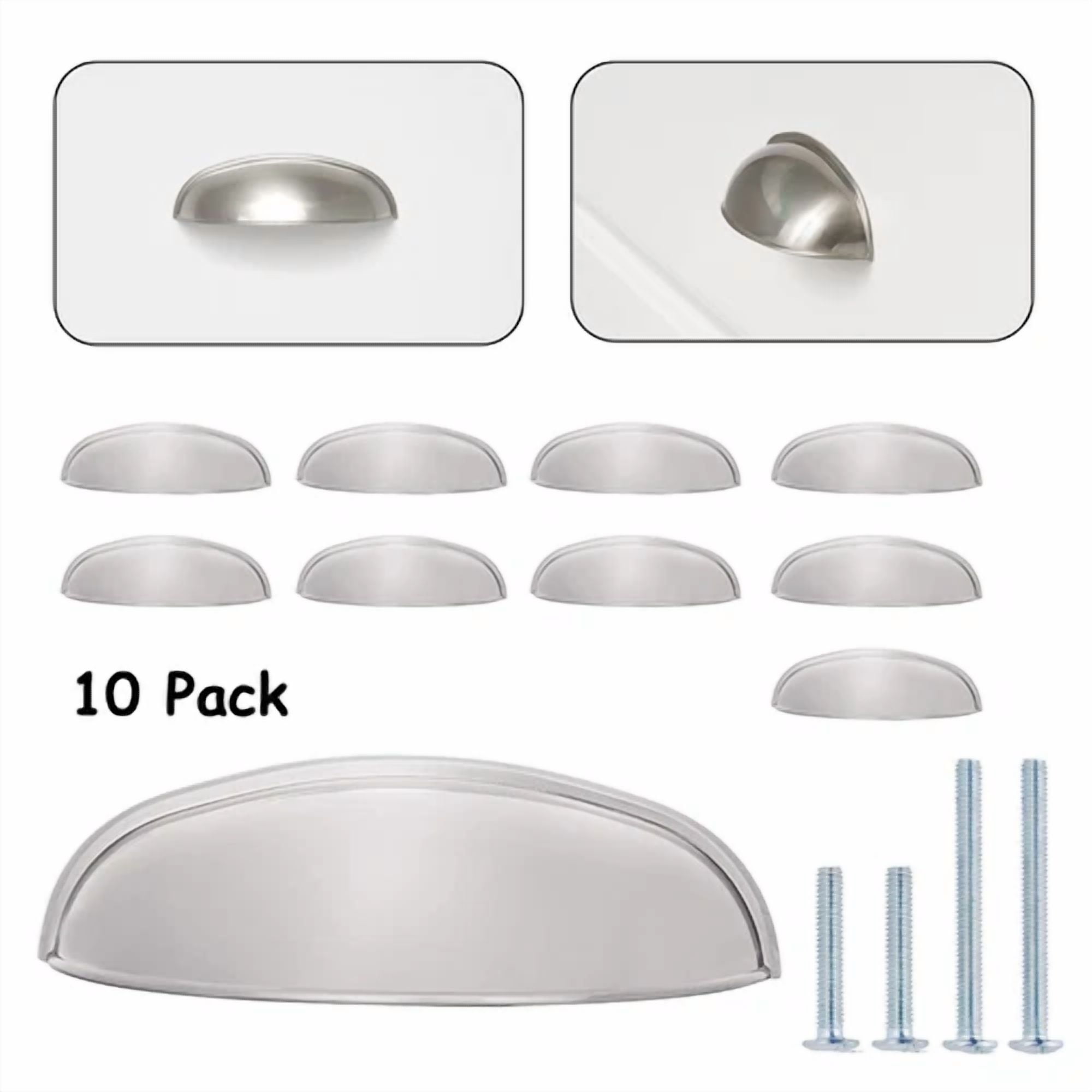 CRESTIN- 10Pack Satin Nickel Home Kitchen Cabinet Pulls Bath Bedroom Drawer Handles Pull