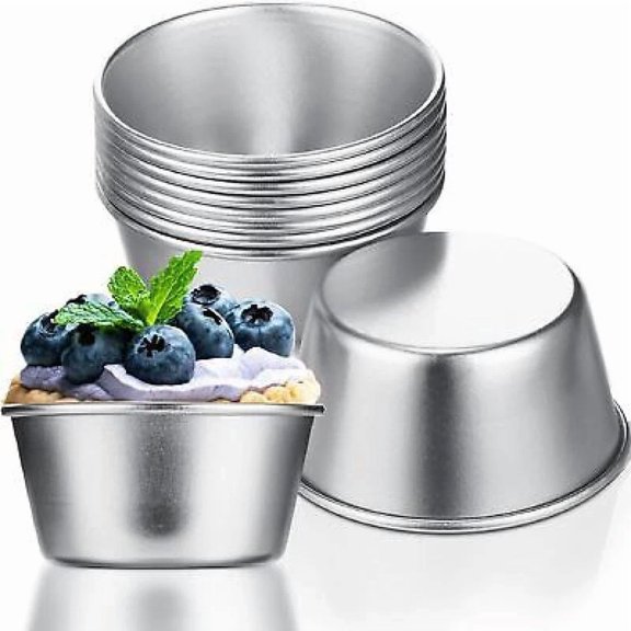 CRESTIN- 10Pcs Individual Flan Molds Egg Tart Molds Pudding Cups Mini Cake Molten Pans