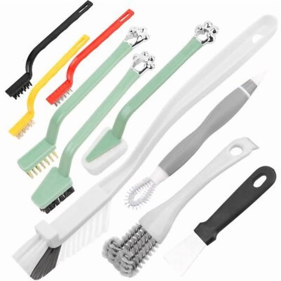 CRESTIN- 10Pcs Kitchen Crevice Cleaning Brush Set Stove Cleaning Brush Kitchen Items Sink