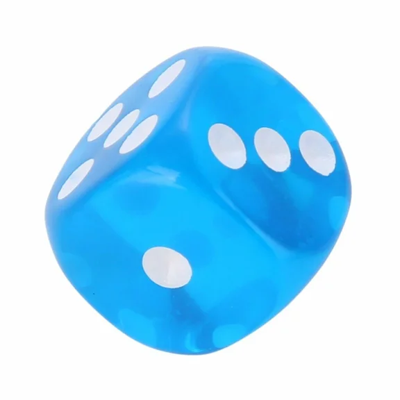 CRESTIN- 10Pcs Six Sided D6 14Mm Blue Rpg Transparent Dice- Square Dice Round Corner