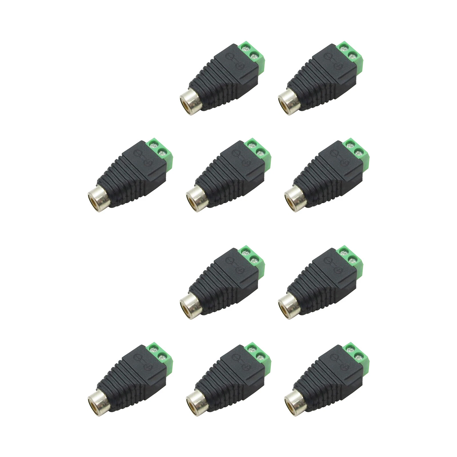 CRESTIN- 10X Speaker Wire Cable Rca Female To 2-Pin Terminal Block Adapter Connector Plug