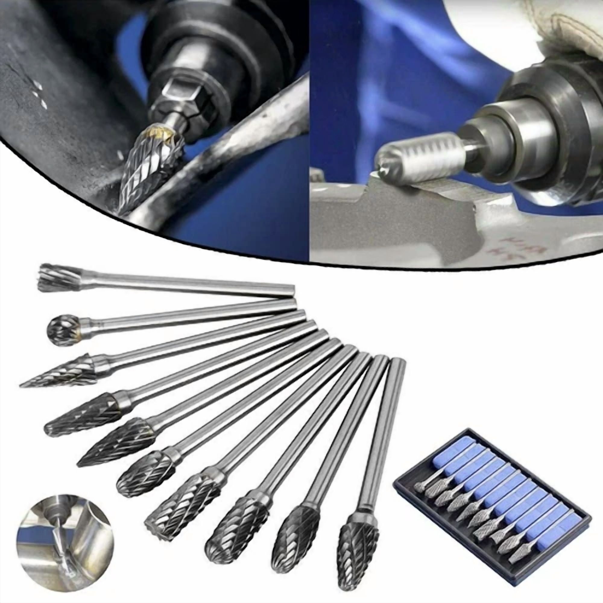 CRESTIN- 10X Tungsten Steel Solid Carbide Burrs For Dremel Rotary Bit Accessories Tool Oy