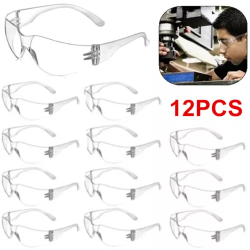 CRESTIN- 12 Pack Pair Safety Glasses Protective Clear Lens Eyewear Anti Scratch Work Uv