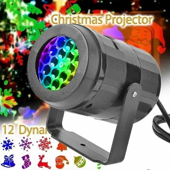 CRESTIN- 12 Patterns Led Christmas Projector Light Laser Landscape Xmas Moving Fairy Lamp