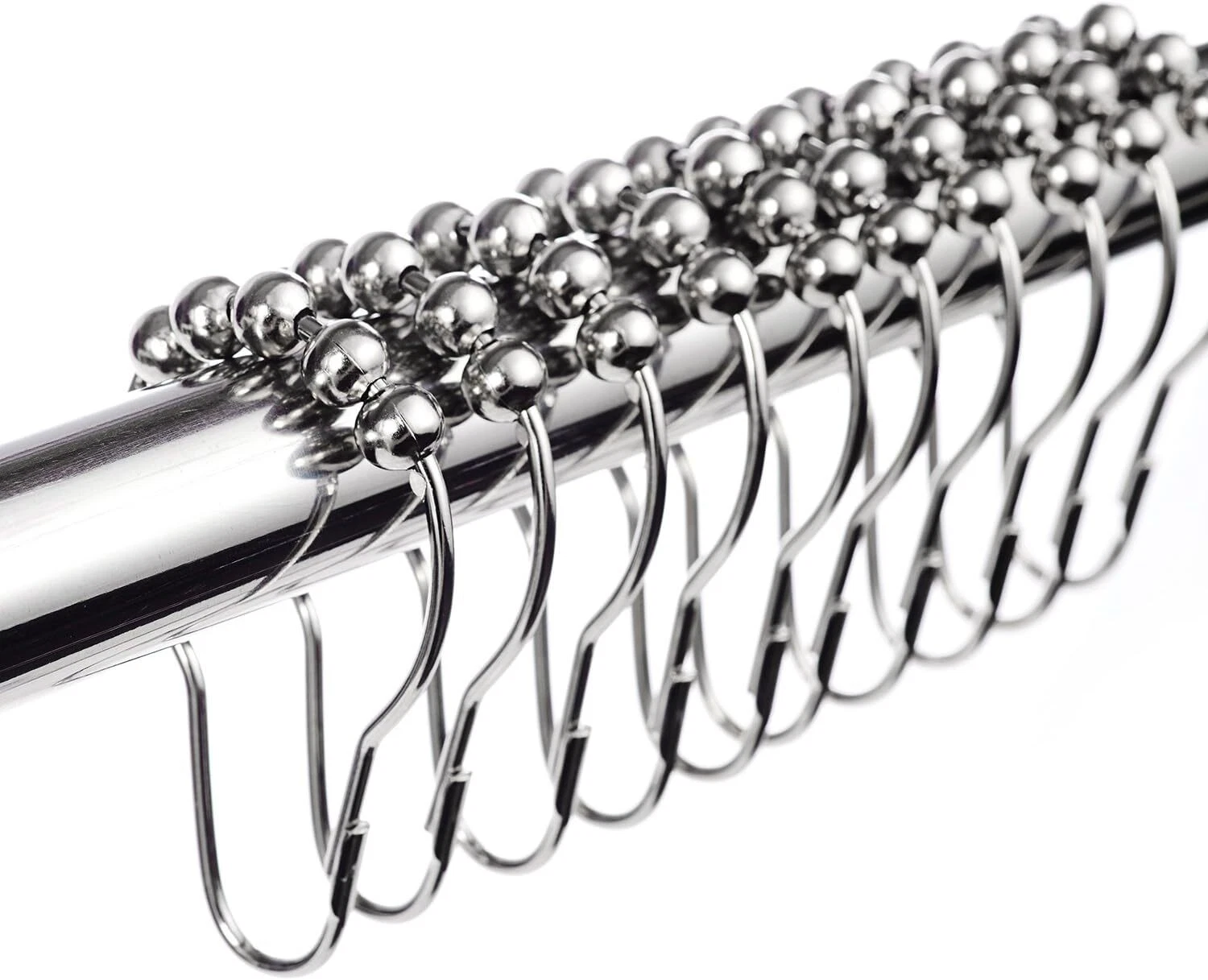 CRESTIN- 12 Piece Set Rustproof Stainless Steel Shower Curtain Rings Hooks For Bathroom S