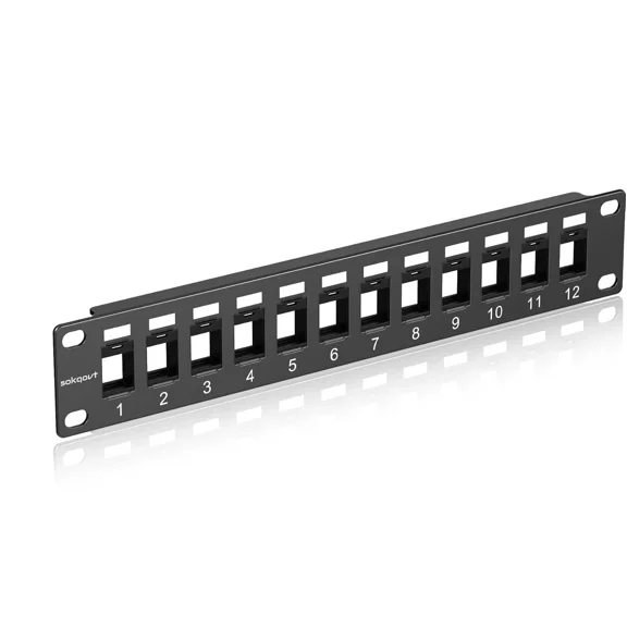 CRESTIN- 12 Port Mini Blank Keystone Patch Panel With Snap-In Design, 12