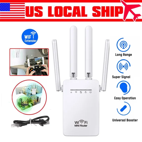 CRESTIN- 1200Mbps Wifi White Internet Booster And Signal Amplifier Repeater Home Router