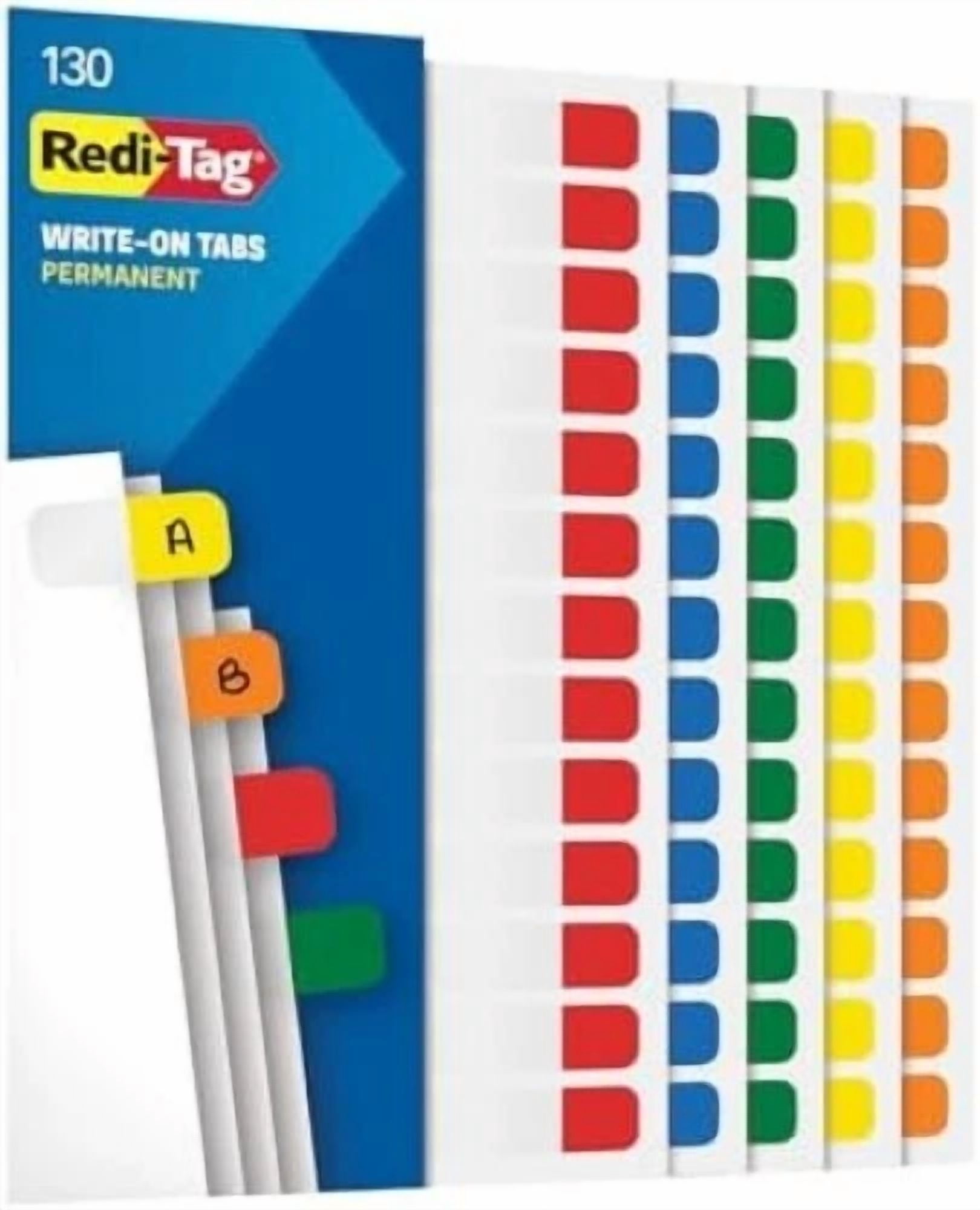 CRESTIN- 130Pcs Write-On Index Tabs 1"X7/16" Permanent Adhesive, Assorted Colors Tabs