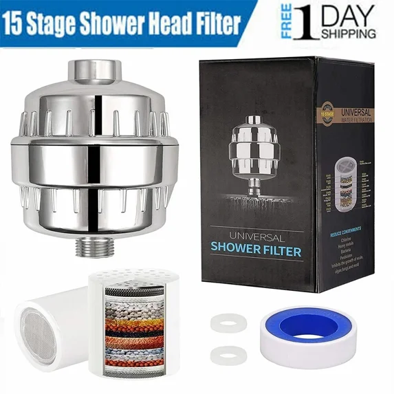 CRESTIN- 15 Stage Shower Head Filter Purifier With Filter For Hard Water Softener
