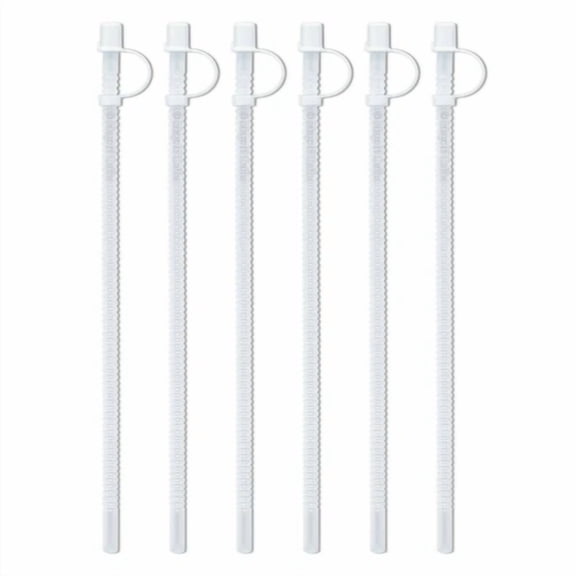 CRESTIN- 15" Straws For Insulated Mugs (6 Ct.) W/ Caps | Flexible And Reusable