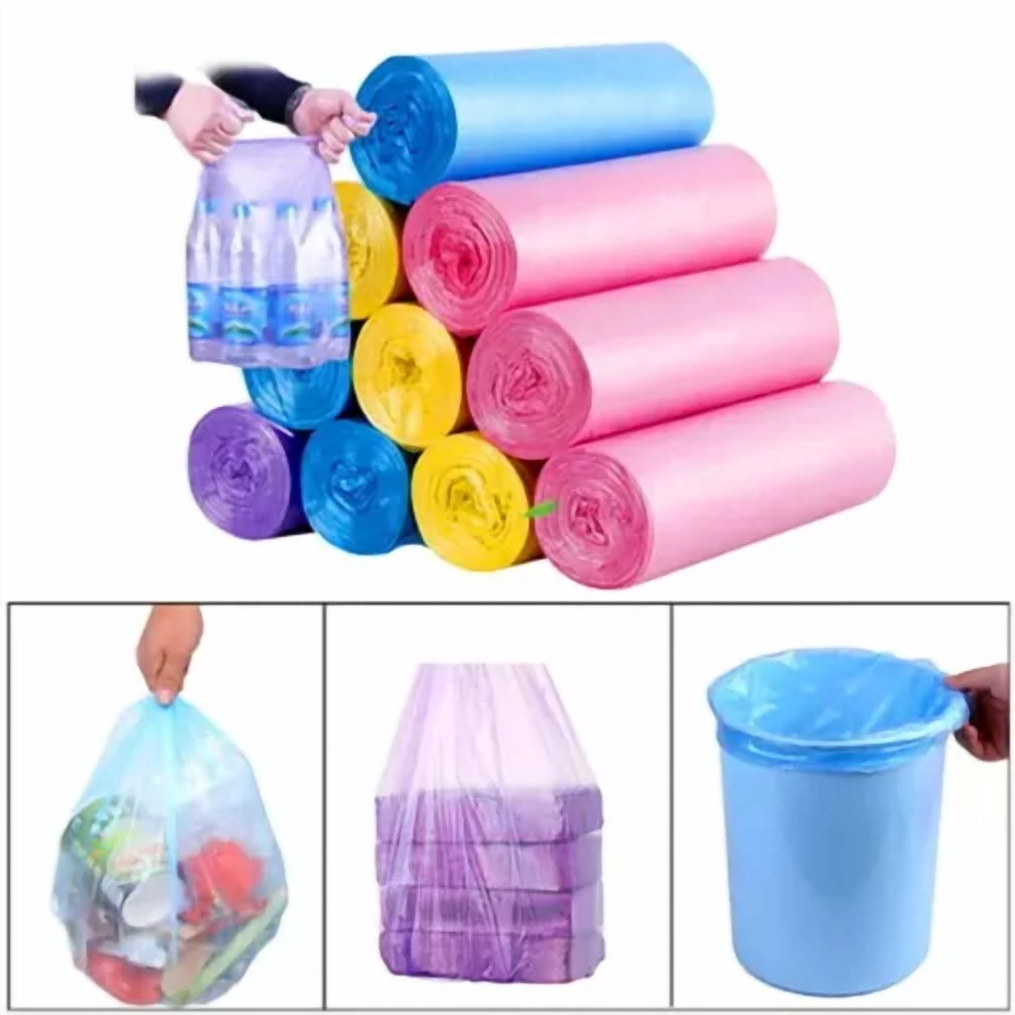 CRESTIN- 150 Pcs 4 Gallon Trash Bags Kitchen Trash Bags Small Garbage Rubbish Bags 5 Roll