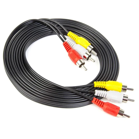 CRESTIN- 15Ft 3-Rca Red White Yellow Composite Stereo Audio Video Av Cable Cord Vcr Dvd