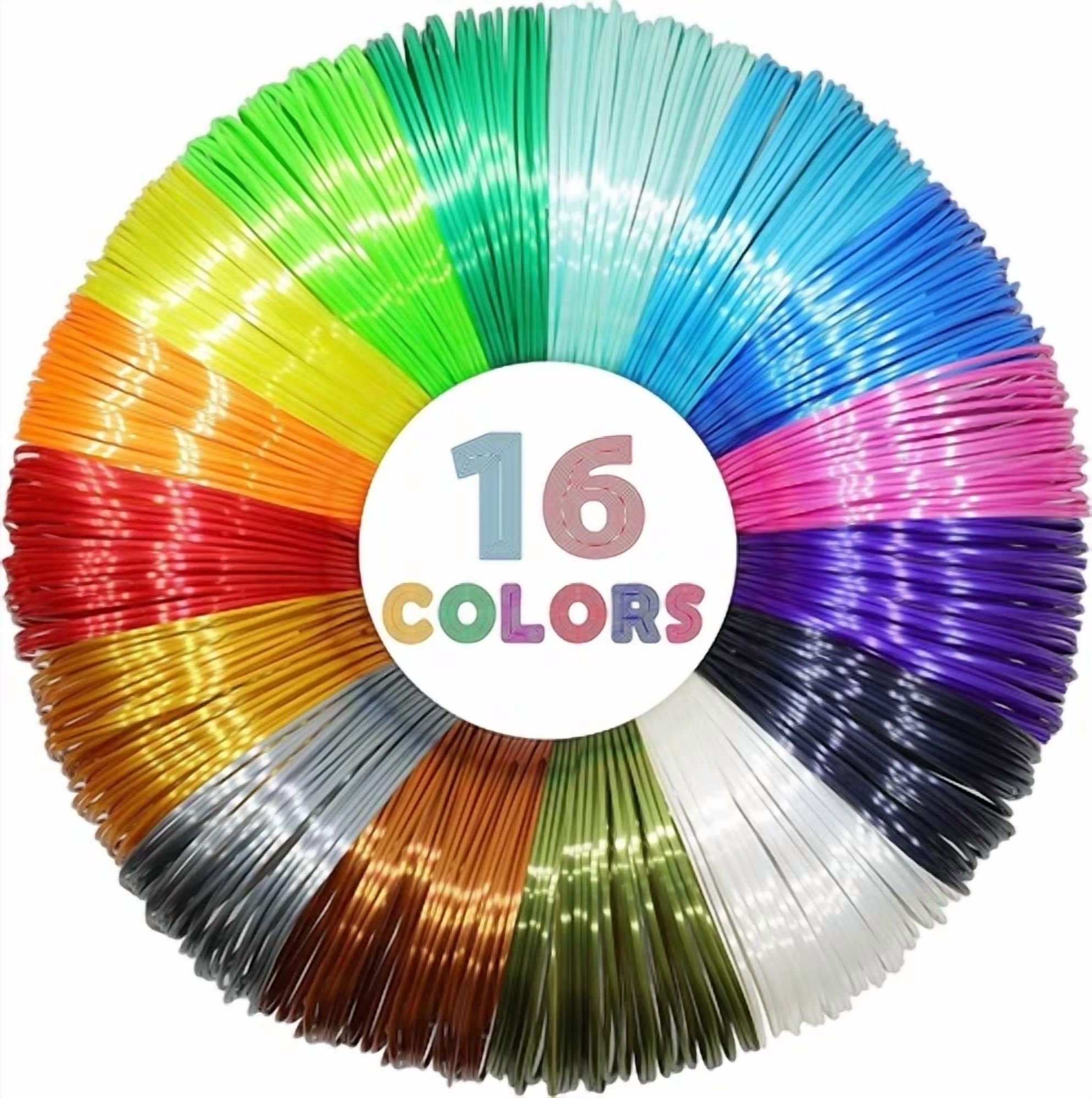 CRESTIN- 16 Colors Silk Shiny Pla Filament Sample Pack Each Color 4 Meter Length Total