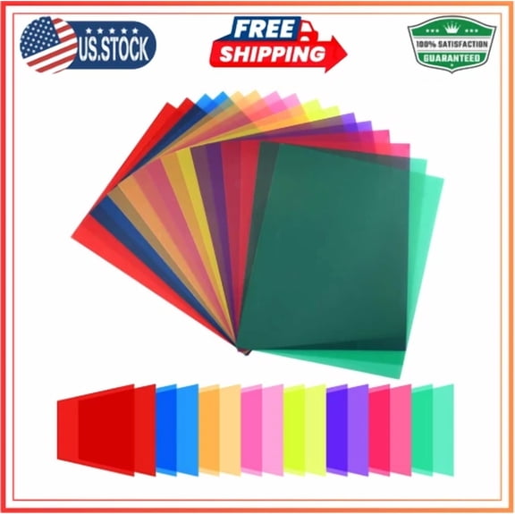CRESTIN- 16 Pack Light Gels Colored Overlays Transparency Color Film Plastic Sheets