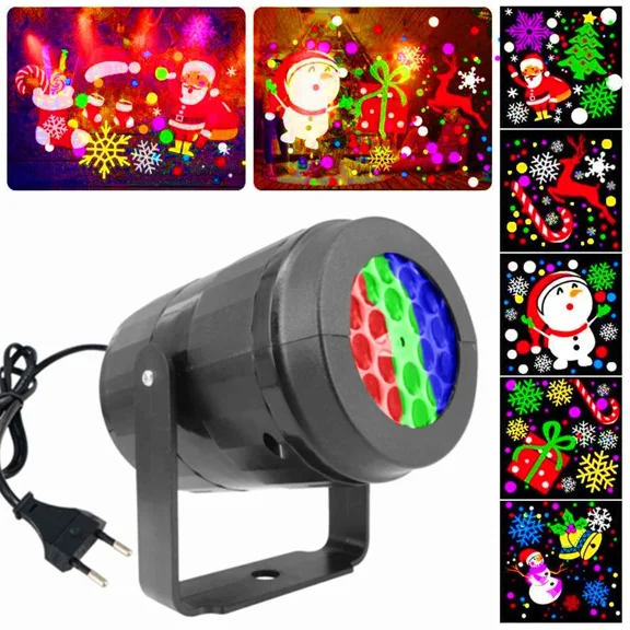CRESTIN- 16 Pattern Led Christmas Projector Laser Light Snow Landscape Garden Xmas Lamp~