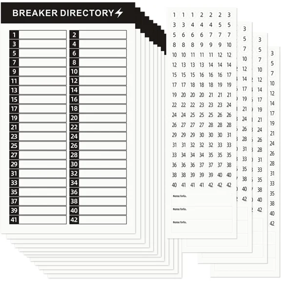 CRESTIN- 16 Sheets Breaker Panel Labels Electrical Box Sticker Numbers Breaker Panel Labe