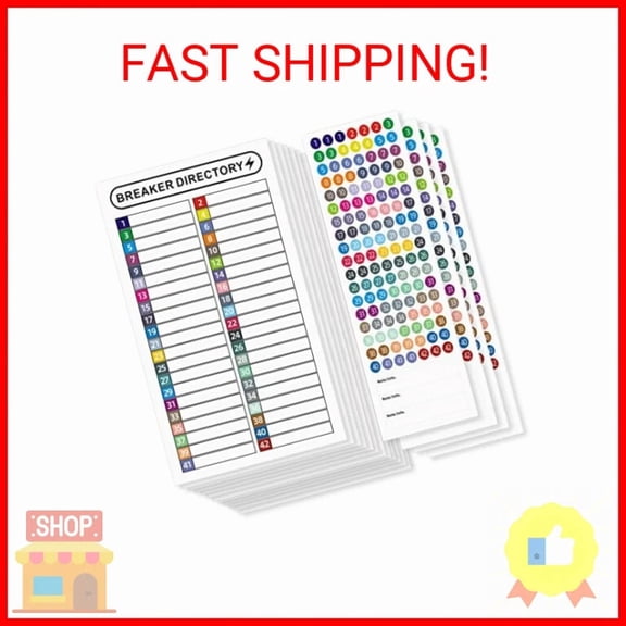 CRESTIN- 16 Sheets Breaker Panel Labels Electrical Box Sticker Numbers Breaker Panel Labe