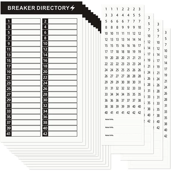 CRESTIN- 16 Sheets Breaker Panel Labels Electrical Box Sticker Numbers Breaker Panel Labe