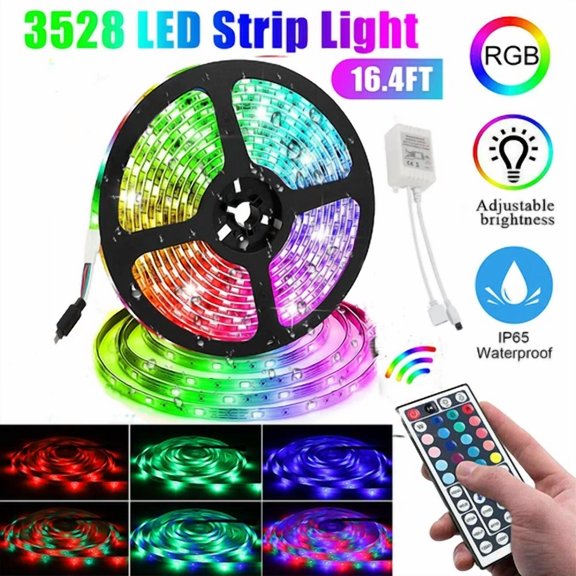 CRESTIN- 16Ft Rgb Flexible Led Strip Light 3528 Smd Remote Fairy Lights Room Tv Party/Bar