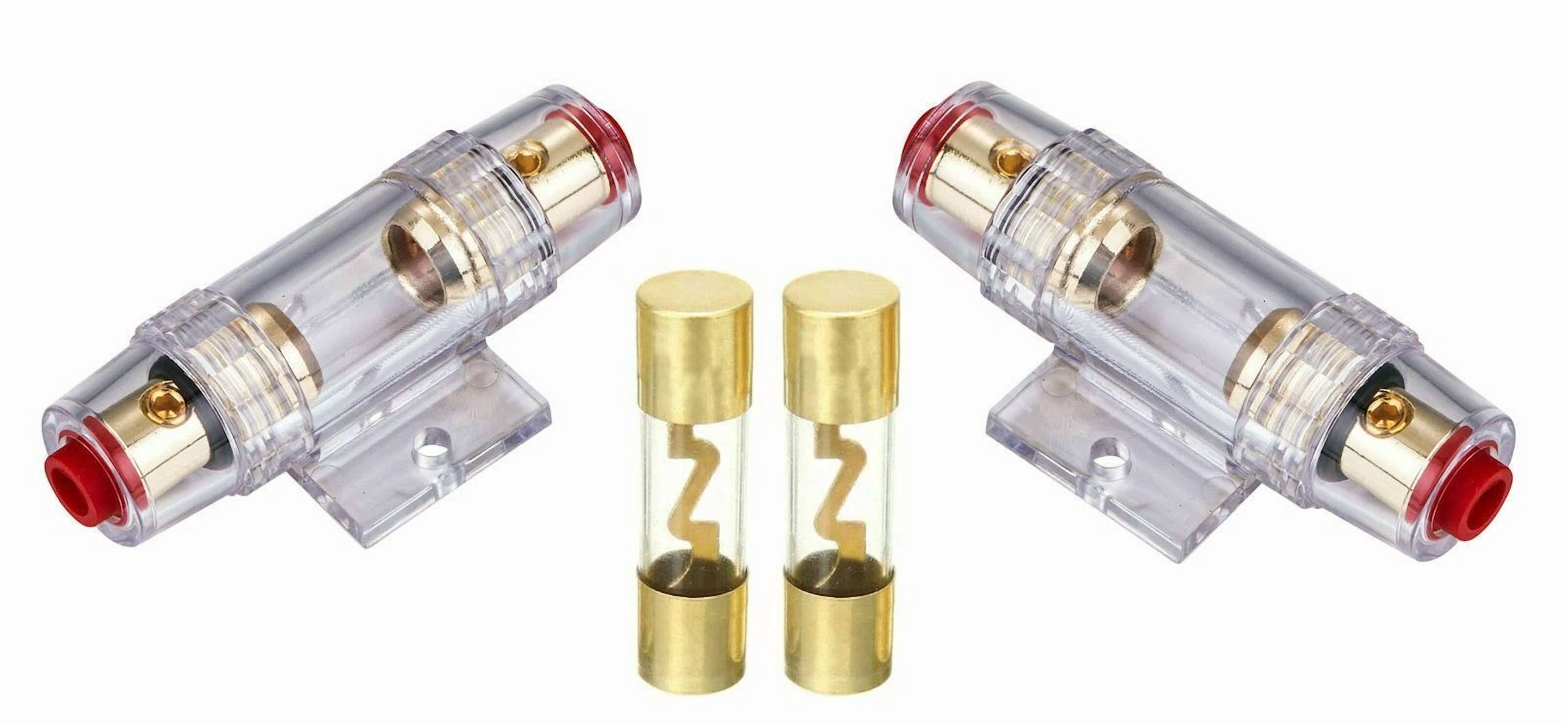 CRESTIN- 2 Imc Audio In-Line 4/8 Gauge Agu Fuse Holder W/ (2) 80 Amp Fuse For Car Audio