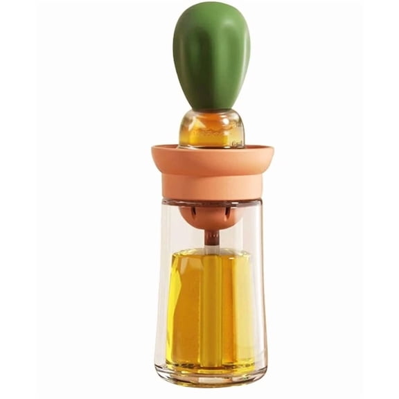 CRESTIN- 2 In 1 Brown Oil Dispenser Bottle With Brush And Dropper For Kitchen Cooking Bbq