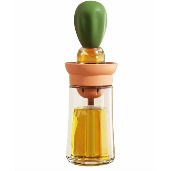 CRESTIN- 2 In 1 Brown Oil Dispenser Bottle With Brush And Dropper For Kitchen Cooking Bbq