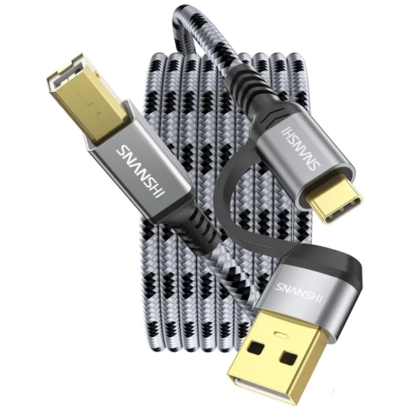 CRESTIN- 2-In-1 Printer Cable 10 Feet - Usb A/C To B High-Speed 10Ft