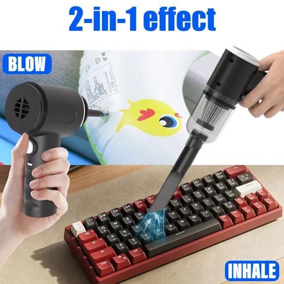 CRESTIN- 2 In1 Electric Mini Air Duster Blower Vacuum Cleaner For Pc Computer Laptop Dust