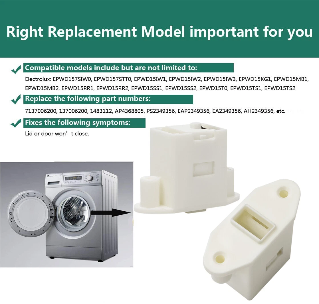 CRESTIN- 2 Pack 137006200 Washer Door/Drawer Latch For Electrolux & Frigidaire Ps2349356