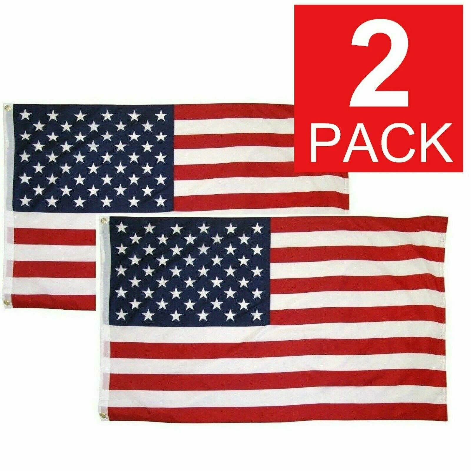 CRESTIN- 2 Pack 3X5 American Flag Usa United States U.S Stripes Stars Flag