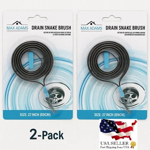 CRESTIN- 2-Pack Drain Snake Brush 27 Easy Hair Clog Remover For Sinks, Tubs, Showers
