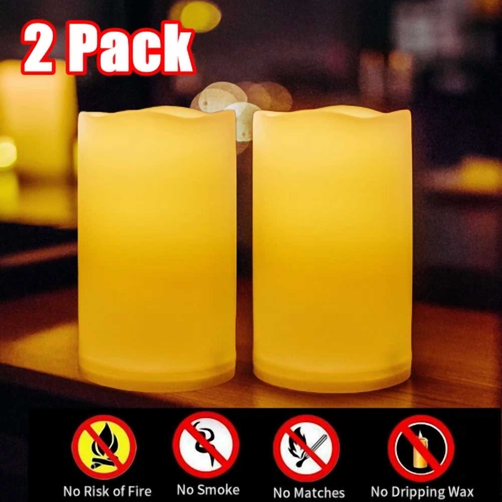 CRESTIN- 2 Pack Flameless Votive Candles Electric Fake Fire Flickering Candle Lights