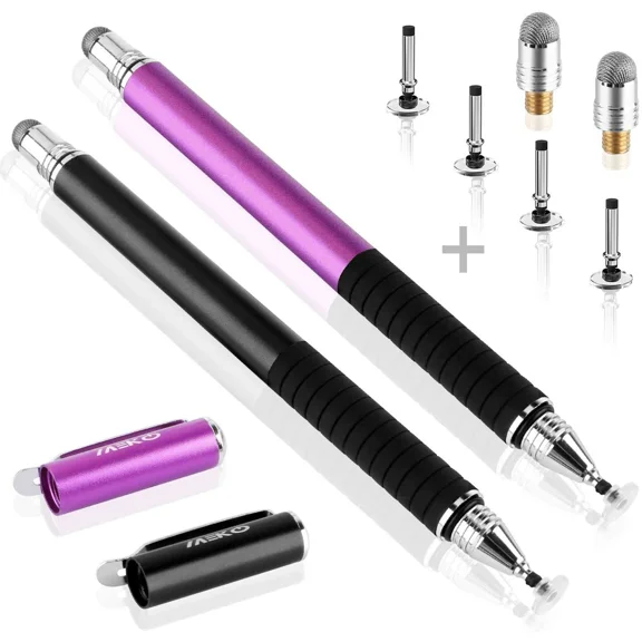 CRESTIN- 2 Pcs 2 In 1 Precision Series Disc Stylus Styli Bundle Black Purple