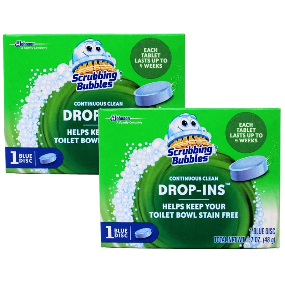 CRESTIN- 2 Pk Scrubbing Bubbles Continuous Clean Drop-Ins, Toilet Cleaner Tablets, 1 Disc