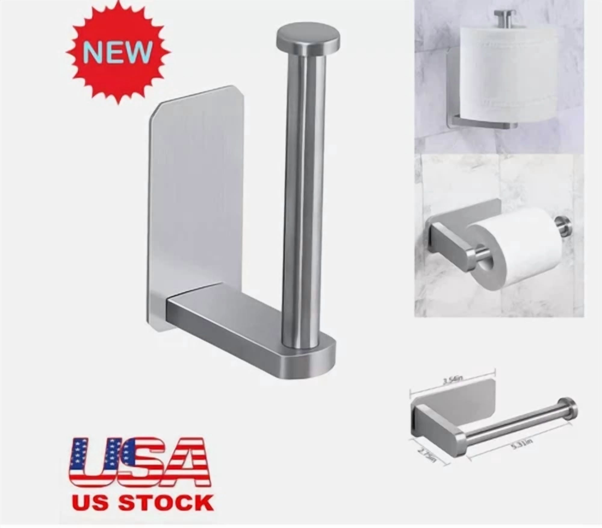 CRESTIN- 2 Stand Stainless Bathroom Paper Stand Toilet Paper Roll Holder Tissue Storage