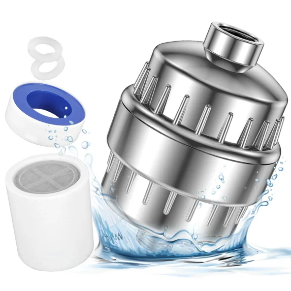 CRESTIN- 20-Stages Shower Head Filter For Hard Water And Chlorine Removal With Filters