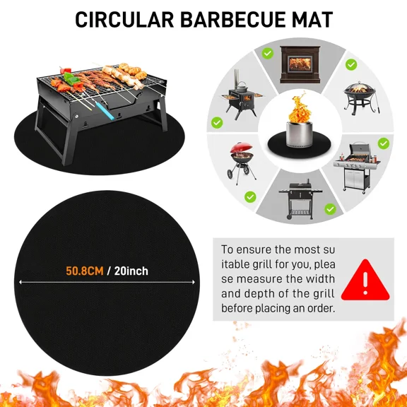 CRESTIN- 20" Under Grill Mat For Outdoor Grill Deck Protector Round Mat Under Fire Pit