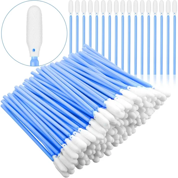 CRESTIN- 200 Pieces Foam Swab Cleaning Tips Sponge Stick For Inkjet Blue