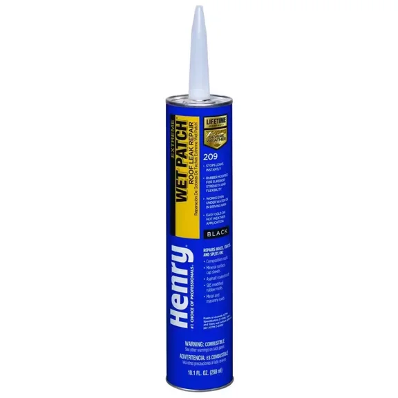 CRESTIN- 209Xr Extreme Rubberized Wet Patch Black Roof Leak Repair Sealant Caulk 10.1 Oz.