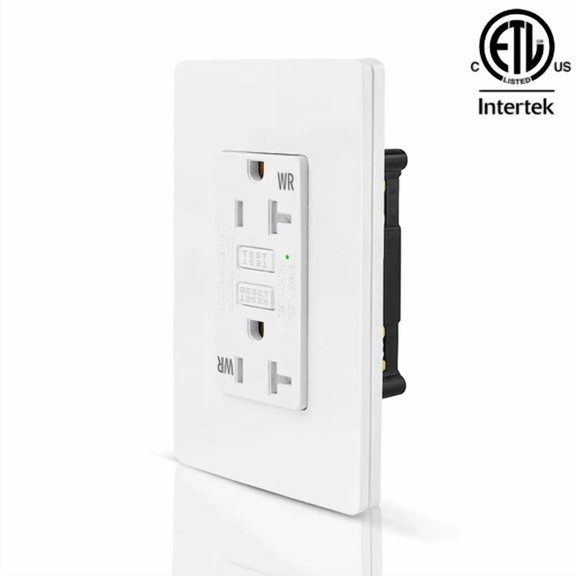 CRESTIN- 20A Amp 125Volt Gfci Gfi Slim Safety Outlet Receptacle Tr Wr W/Screwless Cover